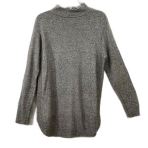 Chico's Tunic  Mock Neck Sweater size M heather gray Cotton Blend Rounded Hem